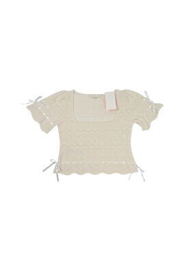 honor Cashmere Heart Knit Top in Cream